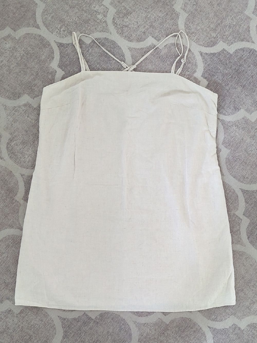 H&M Cream Linen Dress Strap Shoulder Size XL